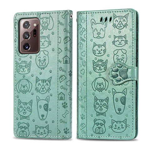 Funda de Cuero Cartera con Soporte Patron de Moda Carcasa S03D para Samsung Galaxy Note 20 Ultra 5G Verde