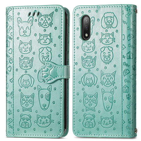 Funda de Cuero Cartera con Soporte Patron de Moda Carcasa S03D para Sony Xperia Ace II Verde