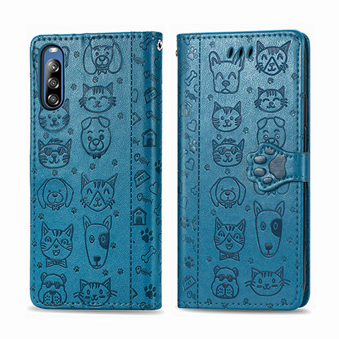 Funda de Cuero Cartera con Soporte Patron de Moda Carcasa S03D para Sony Xperia L4 Azul