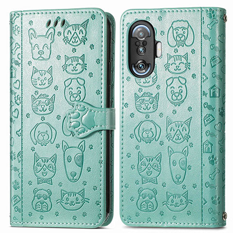 Funda de Cuero Cartera con Soporte Patron de Moda Carcasa S03D para Xiaomi Poco F3 GT 5G Verde