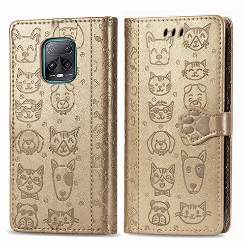 Funda de Cuero Cartera con Soporte Patron de Moda Carcasa S03D para Xiaomi Redmi 10X 5G Oro