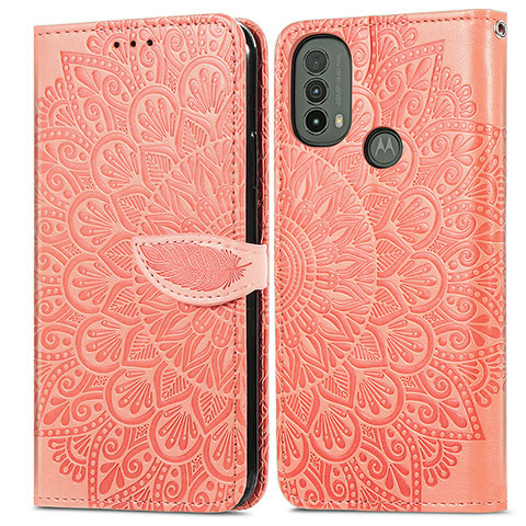 Funda de Cuero Cartera con Soporte Patron de Moda Carcasa S04D para Motorola Moto E40 Naranja