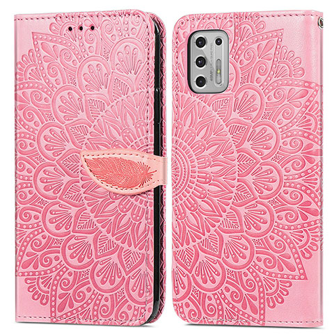 Funda de Cuero Cartera con Soporte Patron de Moda Carcasa S04D para Motorola Moto G Stylus (2021) Oro Rosa