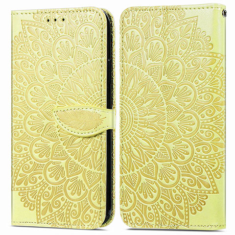 Funda de Cuero Cartera con Soporte Patron de Moda Carcasa S04D para Samsung Galaxy M02s Amarillo