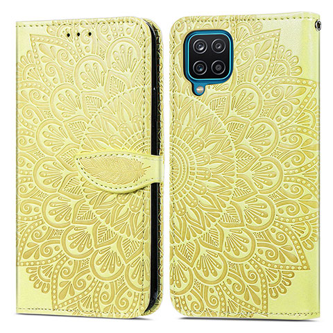 Funda de Cuero Cartera con Soporte Patron de Moda Carcasa S04D para Samsung Galaxy M12 Amarillo