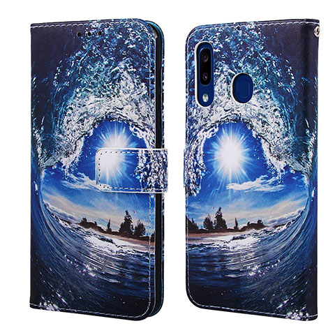 Funda de Cuero Cartera con Soporte Patron de Moda Carcasa Y02B para Samsung Galaxy M10S Azul Real