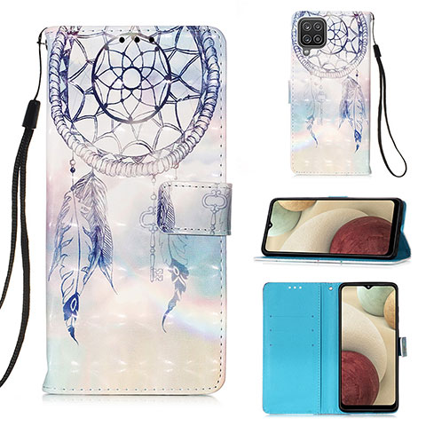 Funda de Cuero Cartera con Soporte Patron de Moda Carcasa Y03B para Samsung Galaxy A12 Nacho Azul Claro