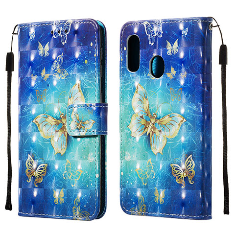 Funda de Cuero Cartera con Soporte Patron de Moda Carcasa Y03B para Samsung Galaxy A20e Azul Cielo