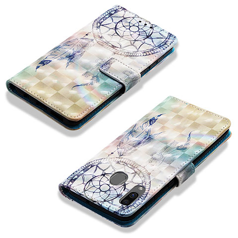 Funda de Cuero Cartera con Soporte Patron de Moda Carcasa Y03B para Samsung Galaxy M10S Azul Claro