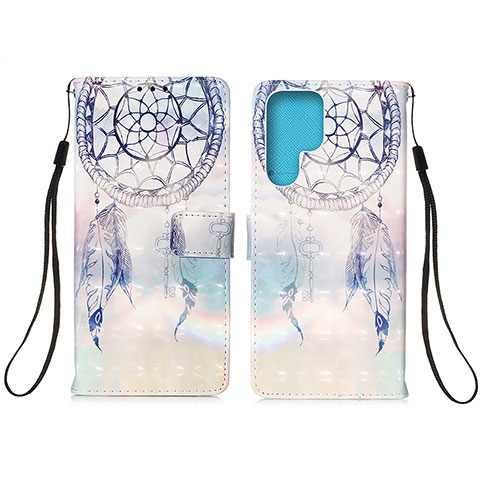 Funda de Cuero Cartera con Soporte Patron de Moda Carcasa Y04B para Samsung Galaxy S22 Ultra 5G Azul Claro