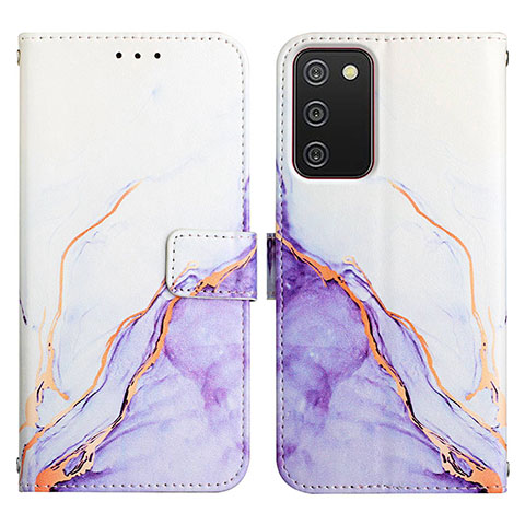 Funda de Cuero Cartera con Soporte Patron de Moda Carcasa Y05B para Samsung Galaxy A02s Purpura Claro