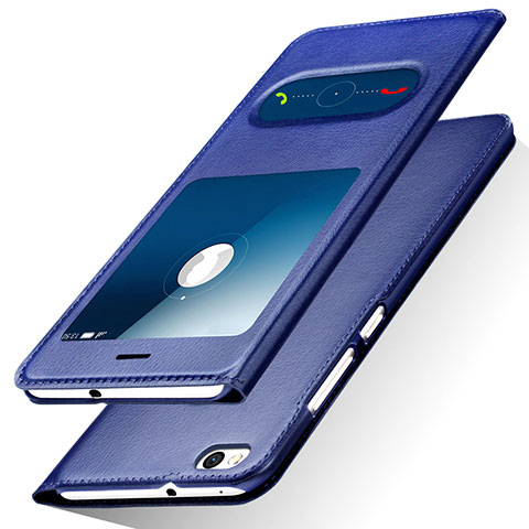 Funda de Cuero Cartera con Soporte R01 para Huawei Honor 8 Lite Azul