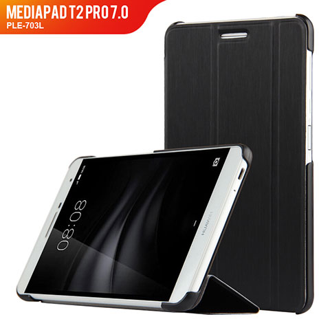Funda de Cuero Cartera con Soporte R01 para Huawei MediaPad T2 Pro 7.0 PLE-703L Negro