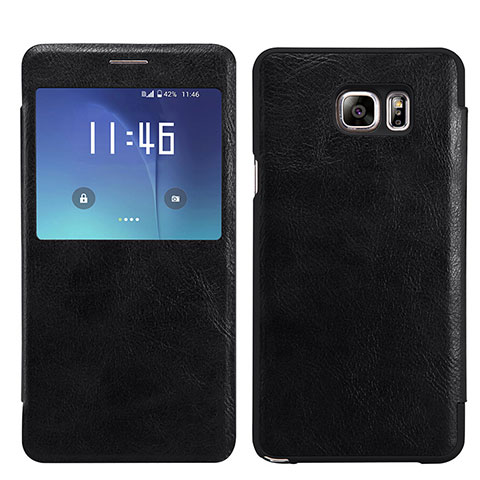 Funda de Cuero Cartera con Soporte U01 para Samsung Galaxy S7 Edge G935F Negro