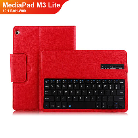 Funda de Cuero Cartera con Teclado L01 para Huawei MediaPad M3 Lite 10.1 BAH-W09 Rojo