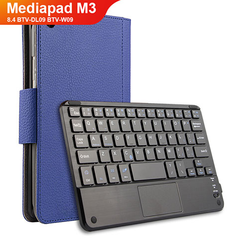 Funda de Cuero Cartera con Teclado para Huawei Mediapad M3 8.4 BTV-DL09 BTV-W09 Azul