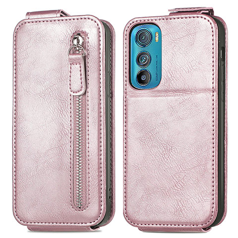 Funda de Cuero Flip para Motorola Moto Edge 30 5G Oro Rosa