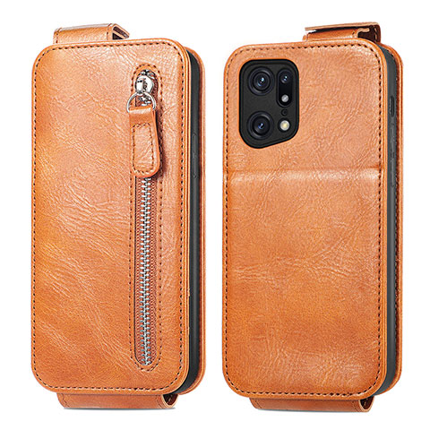 Funda de Cuero Flip para Oppo Find X5 Pro 5G Marron