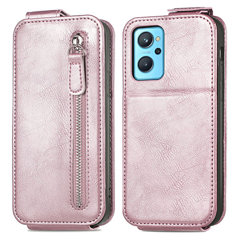 Funda de Cuero Flip para Realme 9i 4G Oro Rosa