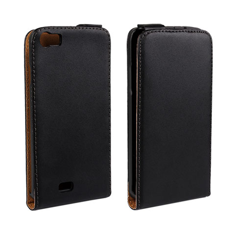 Funda de Cuero Flip para Wiko Lenny Negro