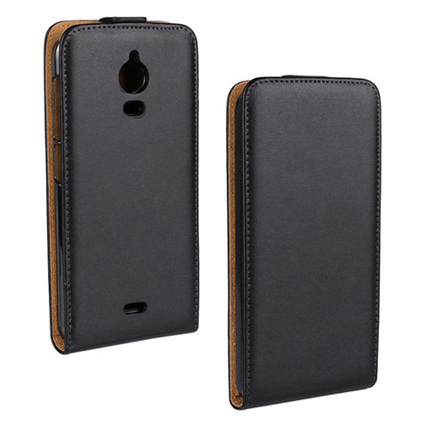 Funda de Cuero Flip para Wiko Wax Negro