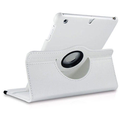 Funda de Cuero Giratoria con Soporte para Apple iPad Mini 3 Blanco