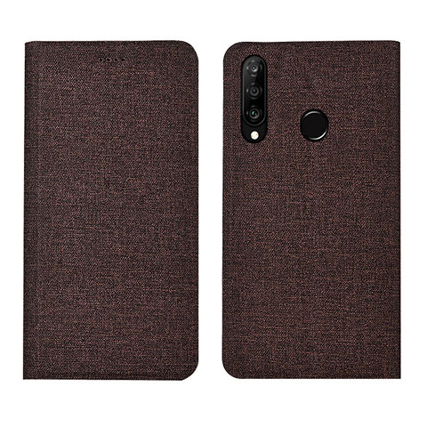 Funda de pano Cartera con Soporte H01 para Huawei Nova 4e Marron