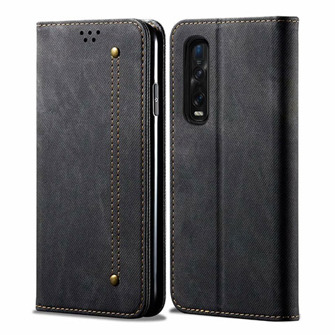 Funda de pano Cartera con Soporte H01 para Oppo Find X2 Pro Negro