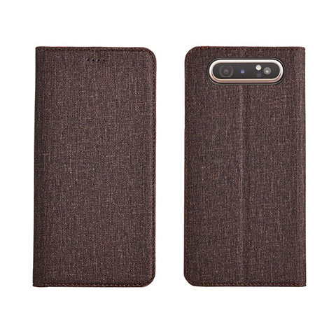 Funda de pano Cartera con Soporte H01 para Samsung Galaxy A80 Marron