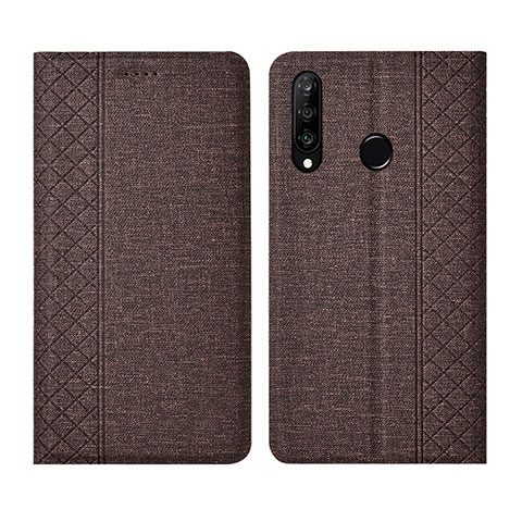 Funda de pano Cartera con Soporte H02 para Huawei P30 Lite Marron