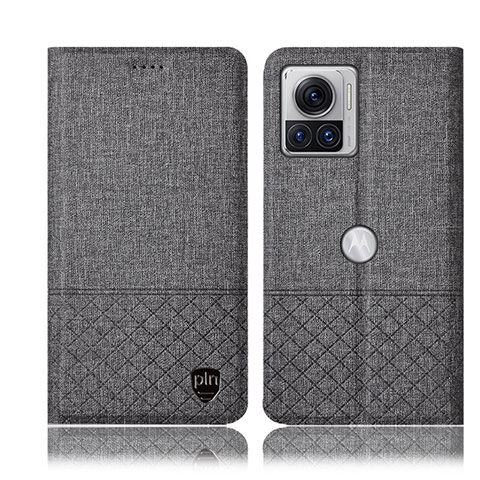 Funda de pano Cartera con Soporte H12P para Motorola Moto Edge X30 Pro 5G Gris