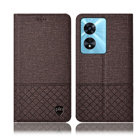 Funda de pano Cartera con Soporte H12P para Oppo A58x 5G Marron