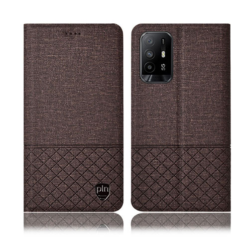 Funda de pano Cartera con Soporte H12P para Oppo A94 5G Marron