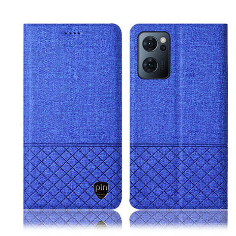 Funda de pano Cartera con Soporte H12P para Oppo Find X5 Lite 5G Azul