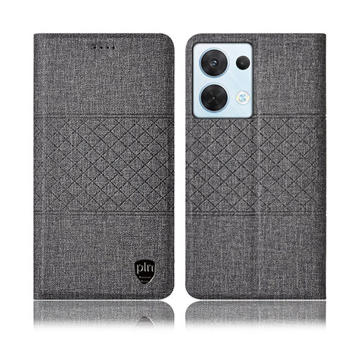 Funda de pano Cartera con Soporte H12P para Oppo Reno8 5G Gris