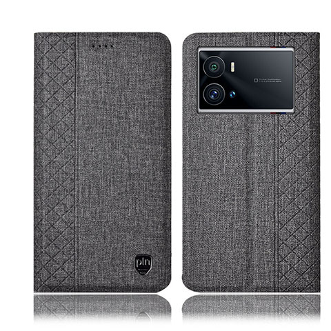 Funda de pano Cartera con Soporte H12P para Vivo iQOO 9 Pro 5G Gris