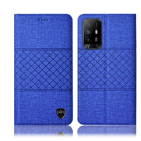 Funda de pano Cartera con Soporte H13P para Oppo F19 Pro+ Plus 5G Azul