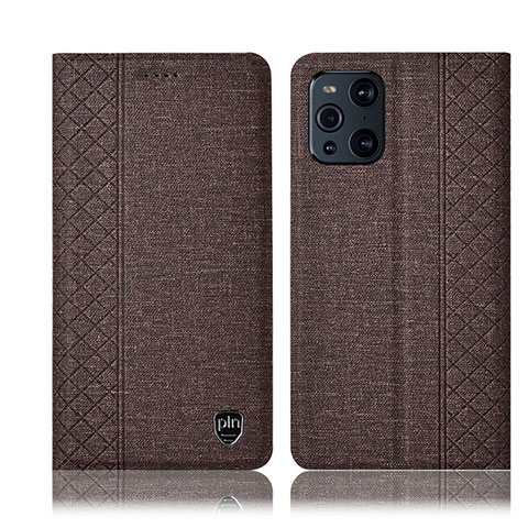 Funda de pano Cartera con Soporte H14P para Oppo Find X3 5G Marron