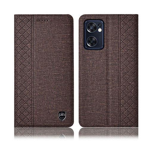 Funda de pano Cartera con Soporte H14P para Oppo Reno7 SE 5G Marron