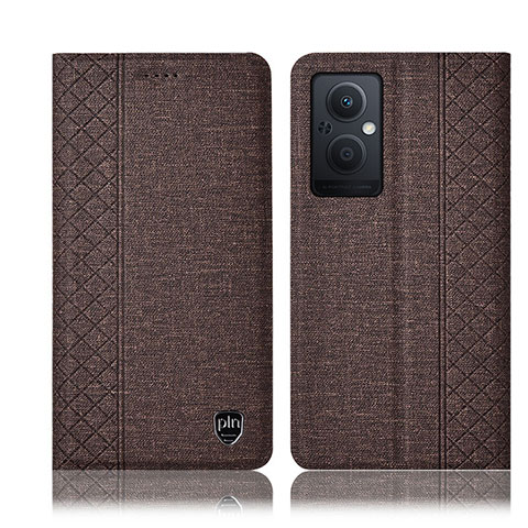 Funda de pano Cartera con Soporte H14P para Oppo Reno7 Z 5G Marron