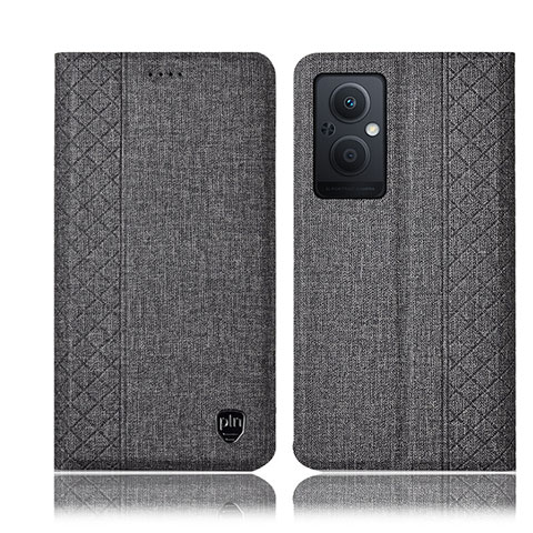 Funda de pano Cartera con Soporte H14P para Oppo Reno8 Z 5G Gris