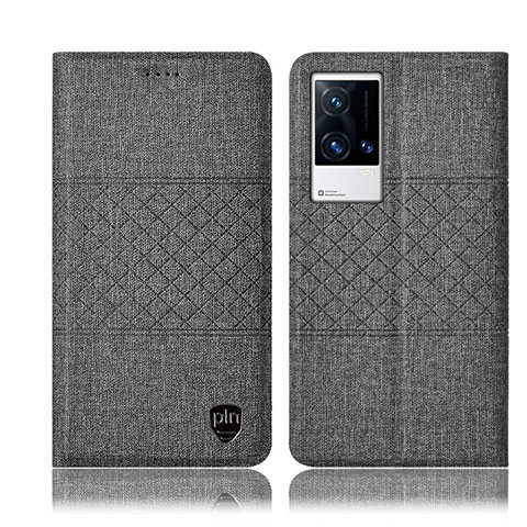 Funda de pano Cartera con Soporte H14P para Vivo iQOO 8 Pro 5G Gris