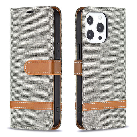 Funda de pano Cartera con Soporte para Apple iPhone 13 Pro Max Gris