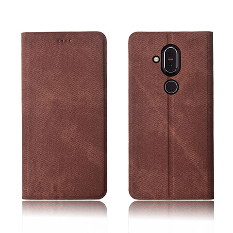 Funda de pano Cartera con Soporte para Nokia 7.1 Plus Marron