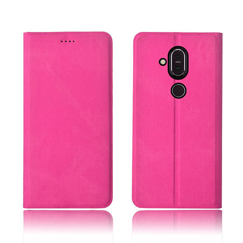 Funda de pano Cartera con Soporte para Nokia X7 Rosa Roja