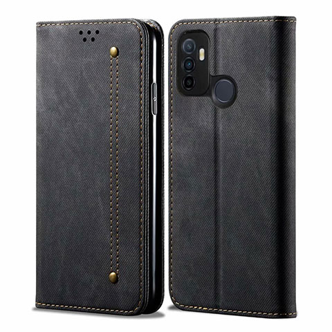 Funda de pano Cartera con Soporte para Oppo A32 Negro