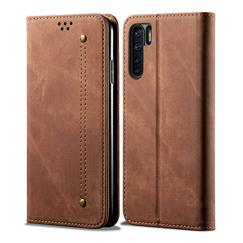 Funda de pano Cartera con Soporte para Oppo A91 Marron