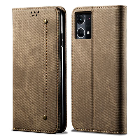 Funda de pano Cartera con Soporte para Oppo Reno8 4G Caqui