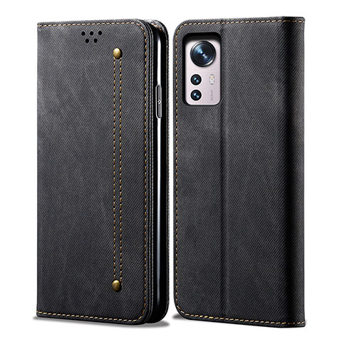 Funda de pano Cartera con Soporte para Xiaomi Mi 12 Pro 5G Negro