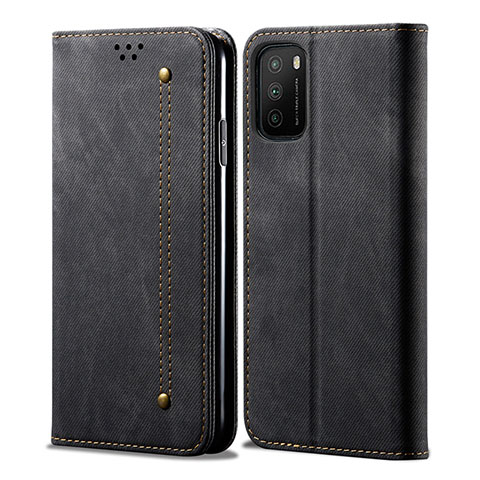 Funda de pano Cartera con Soporte para Xiaomi Poco M3 Negro